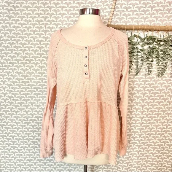 Torrid Pink Brushed Waffle Knit Henley Babydoll Tunic Shirt Plus Size 0 0X 12 - Picture 4 of 12